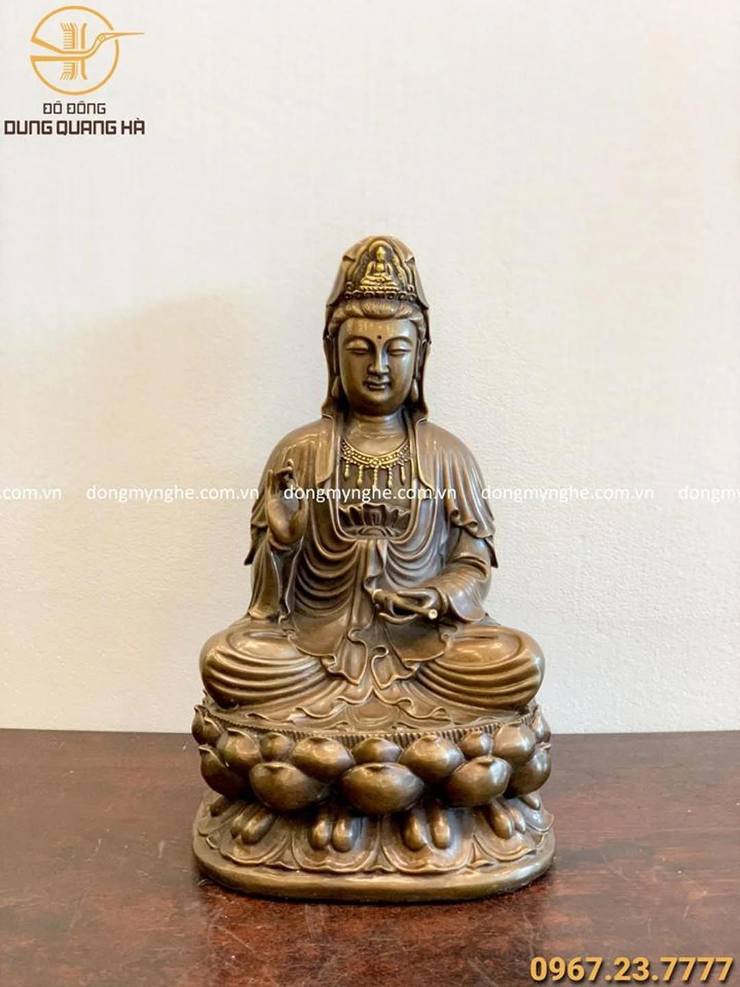 Tượng Quan Âm Bồ Tát bằng đồng vàng hun đen cao 40cm bán tượng quan âm bồ tát bằng đồng vàng hun đen cao 40cm