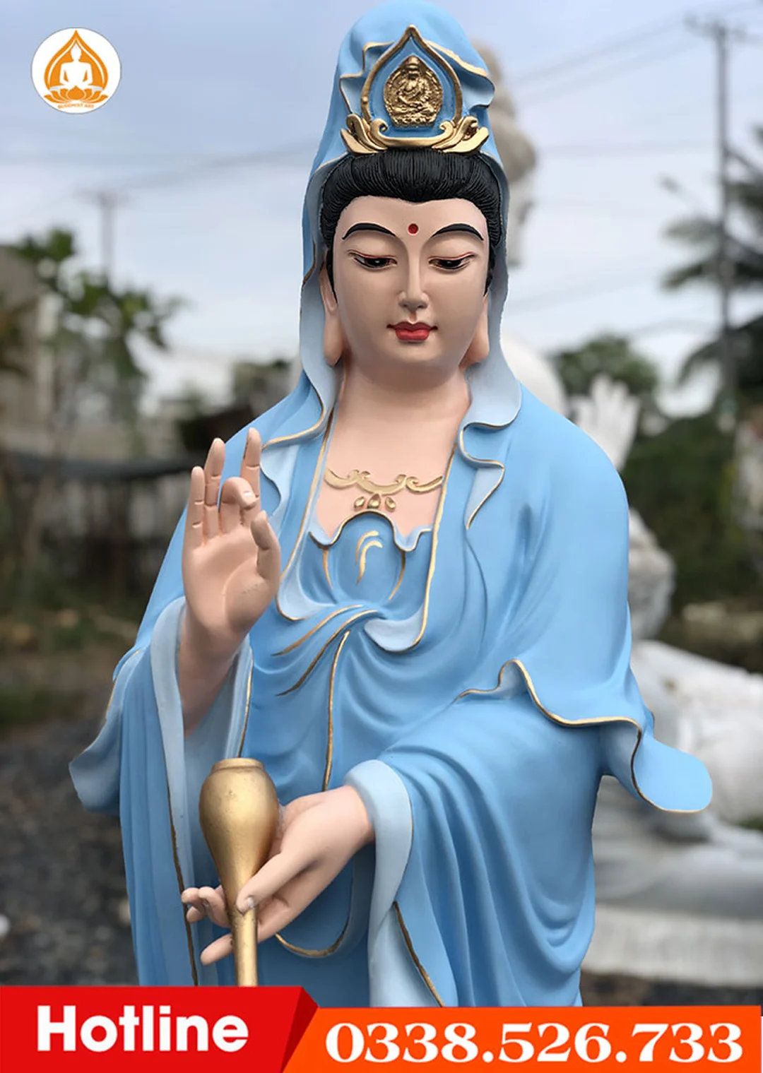 Không gian trưng bày tượng Quan Âm Bồ Tát tại cửa hàng bán tượng quan âm bồ tát tại cửa hàng tượng Phật