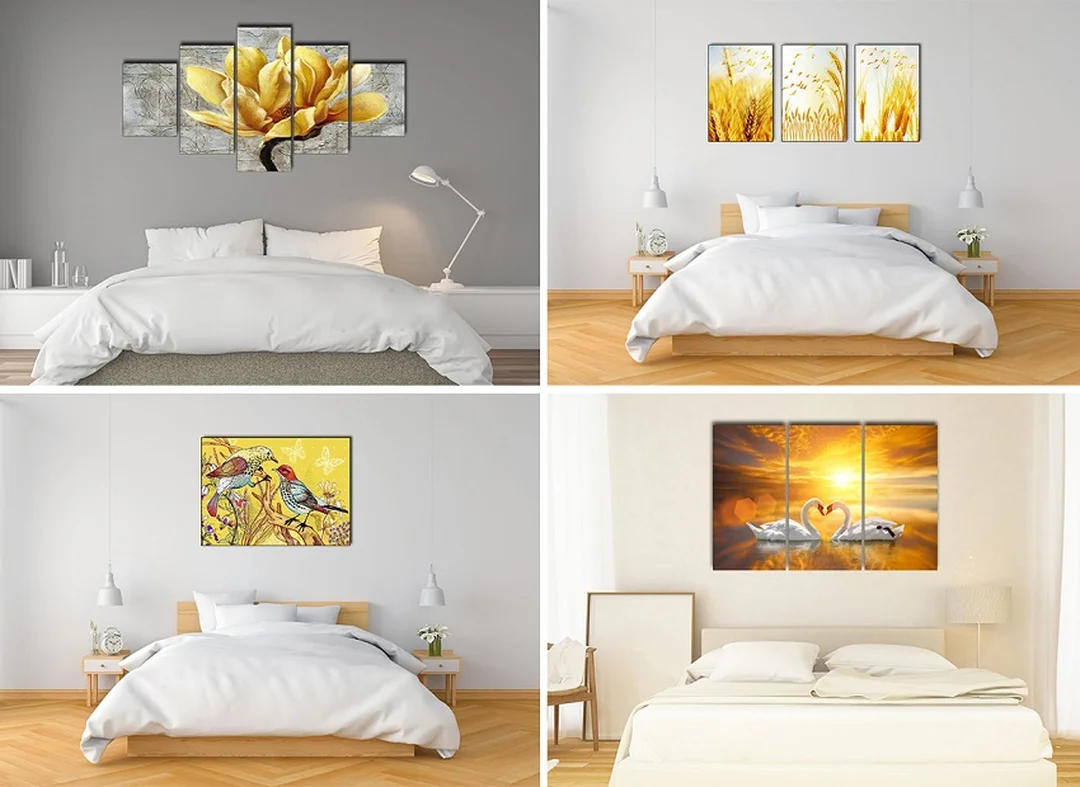 Bảng chọn tranh phong thủy phòng ngủ vợ chồng theo mệnh và diện tích