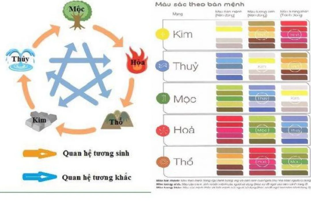 bảng màu mệnh mộc hợp màu j gồm xanh lá xanh dương và đen