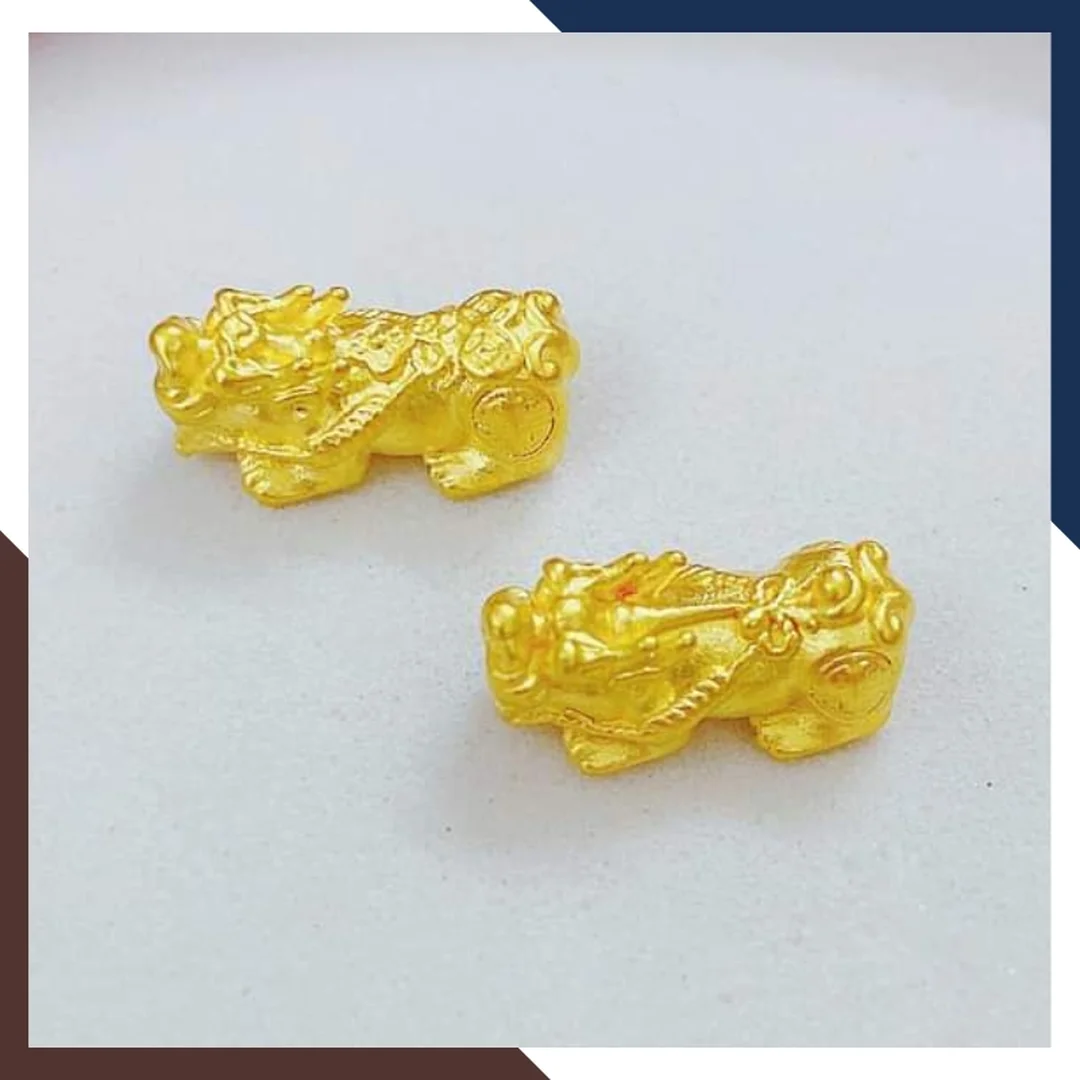 charm tỳ hưu vàng 24K kích thước nhỏ phối vòng tay