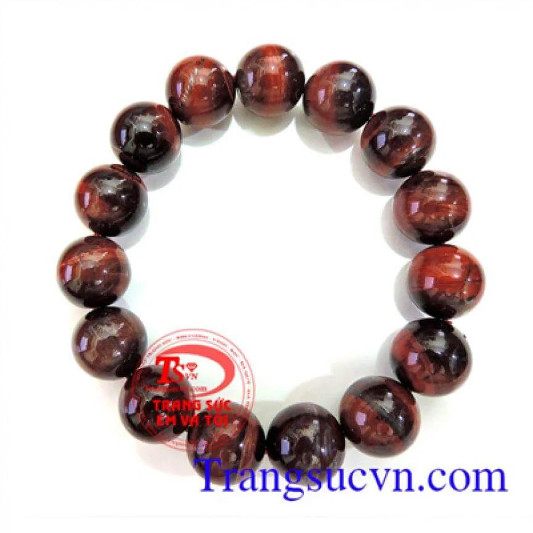 chuỗi vòng đá mắt hổ đỏ 15 ly hạt lớn