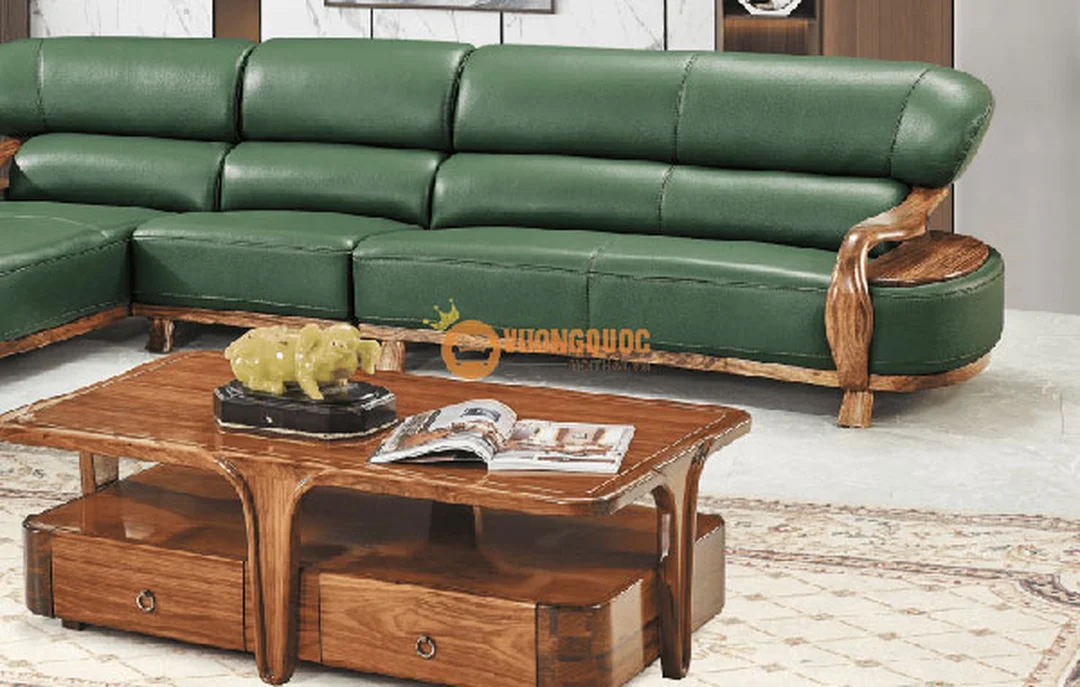 đồ gỗ phong thủy phòng khách với bàn trà gỗ tự nhiên