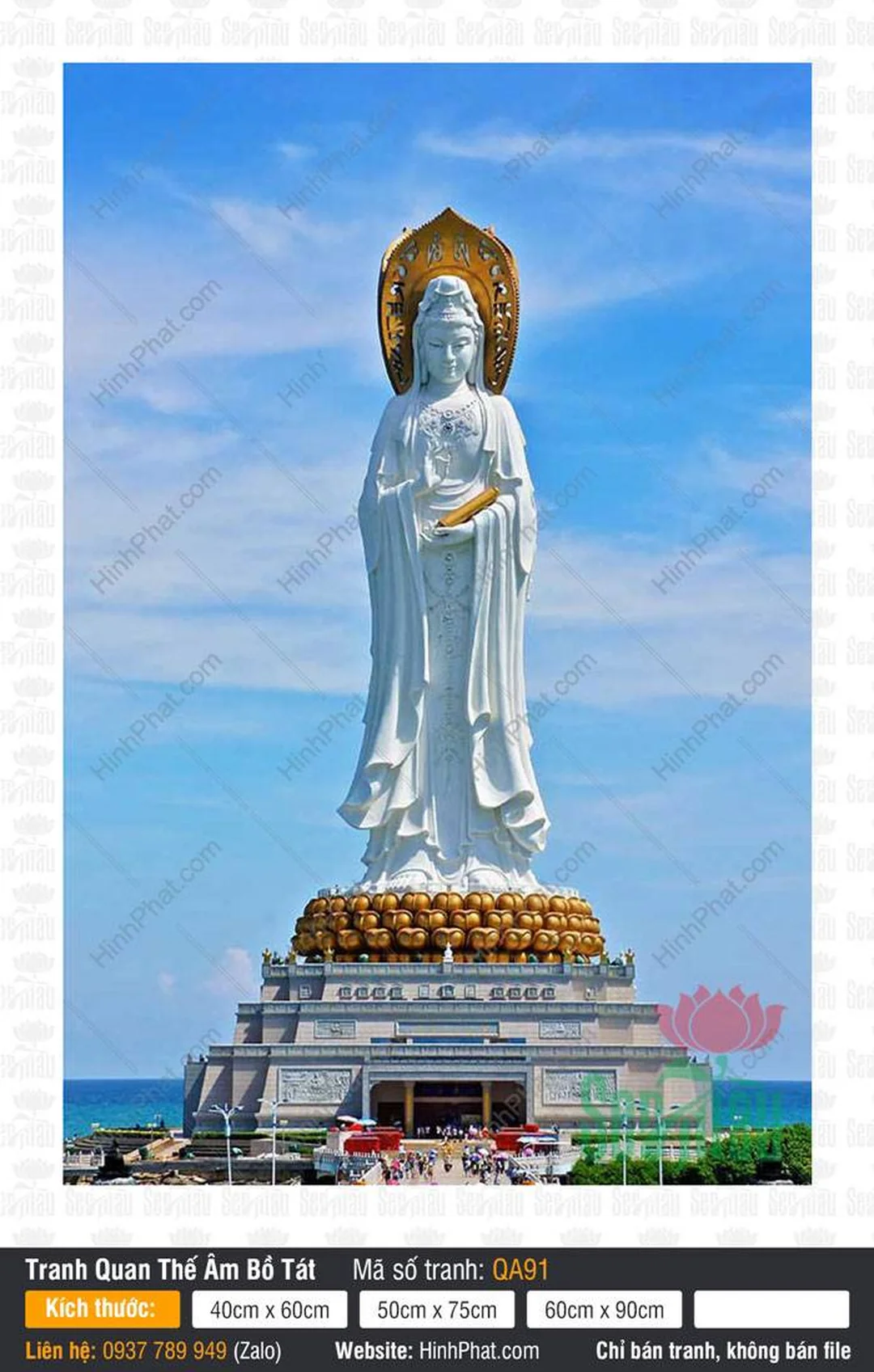 hình ảnh tượng quan âm bồ tát đứng trên đài sen trang nghiêm
