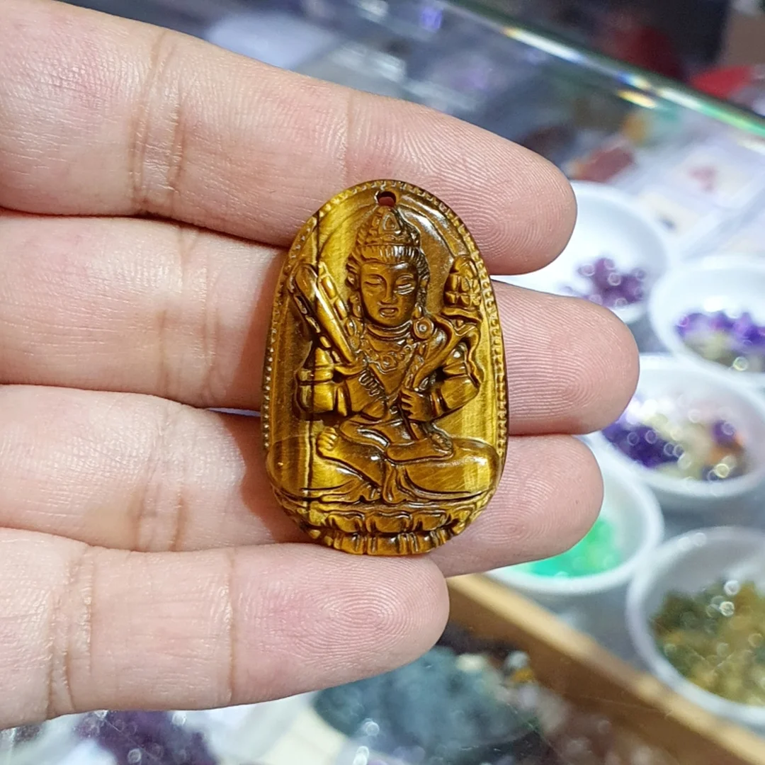 hư không tạng bồ tát đá mắt hổ vàng nâu thiên nhiên cho người tuổi Sửu Dần