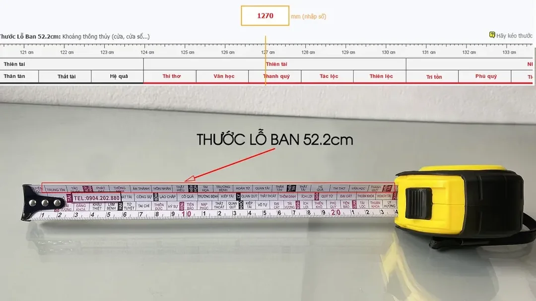 kích thước phong thủy cửa chính theo thước Lỗ Ban 52,2cm