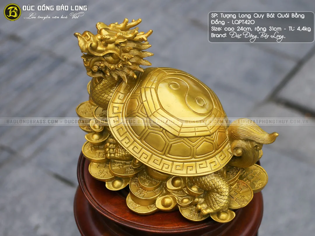 long quy bằng đồng bát quái cao 24cm