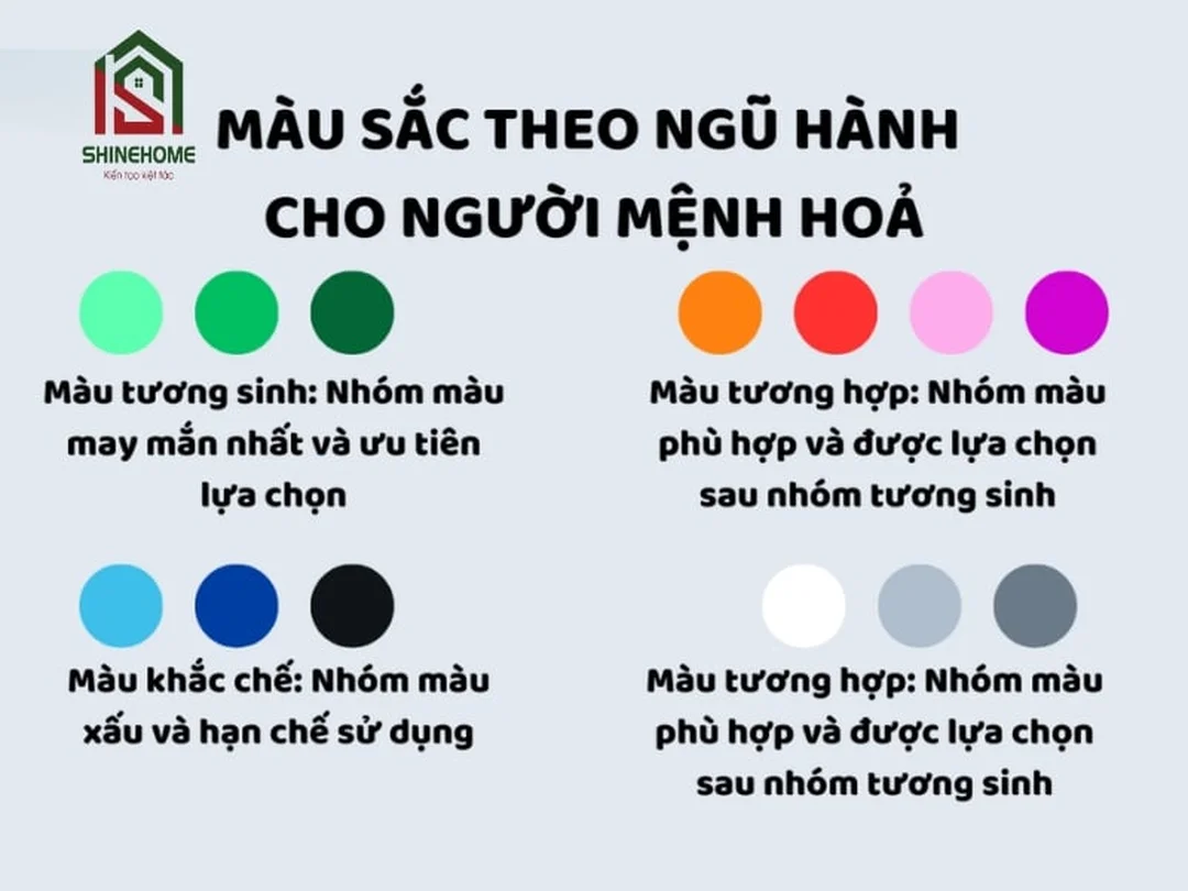 màu mệnh hỏa với nâu đất xanh lá và vật phẩm cá nhân