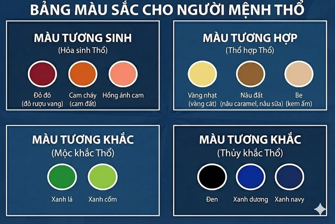 mệnh thổ hợp màu gì khi chọn màu xe