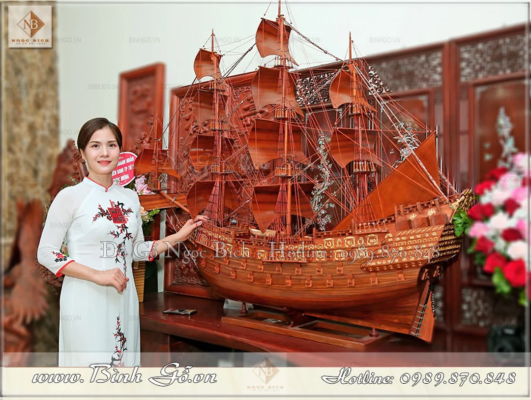 Mô hình thuyền buồm phong thủy cỡ lớn bằng gỗ mô hình thuyền buồm phong thủy cỡ lớn bằng gỗ
