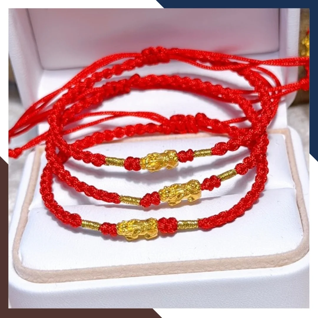 Vòng tay tỳ hưu vàng 24K dây đỏ khi hỏi mua vòng tay tỳ hưu ở đâu mua vòng tay tỳ hưu ở đâu với mẫu vòng tỳ hưu vàng 24K dây đỏ cần hỏi rõ trọng lượng