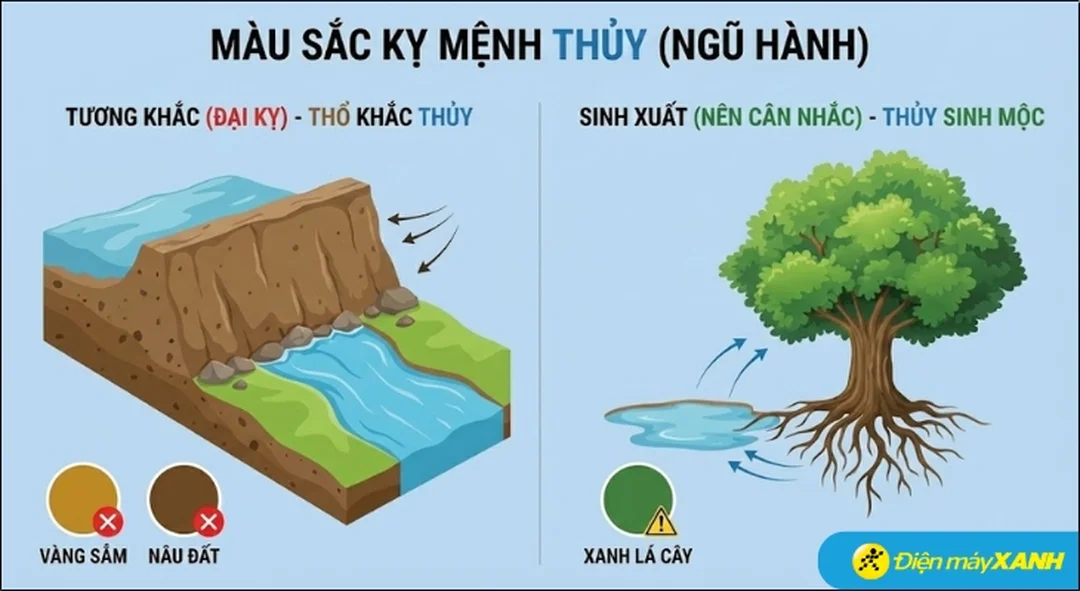 người mệnh thủy hợp màu gì và nên hạn chế màu vàng nâu đất