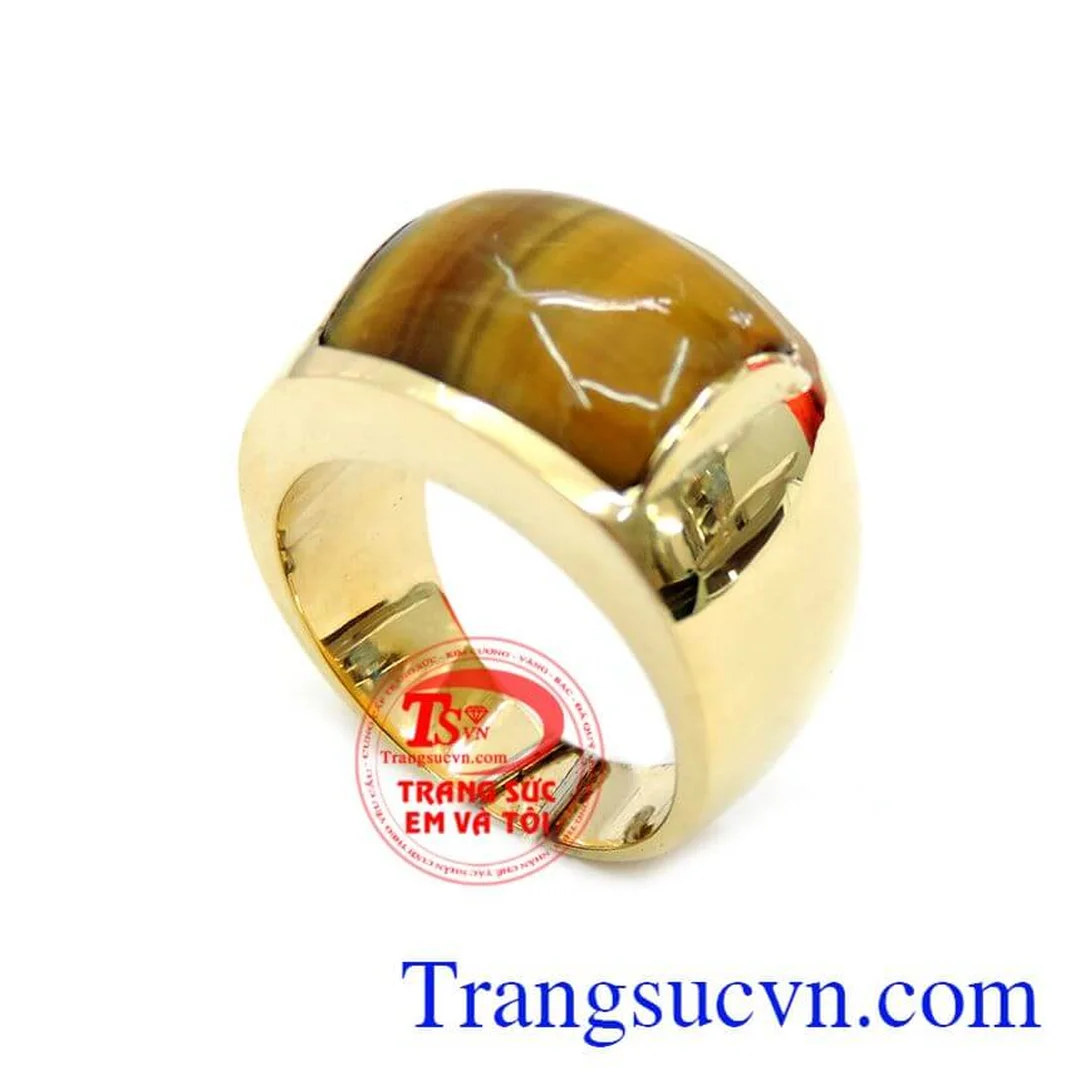 Nhẫn nam đá mắt hổ vàng đeo tay nam mạnh mẽ nhẫn nam đá mắt hổ vàng đeo tay nam mạnh mẽ