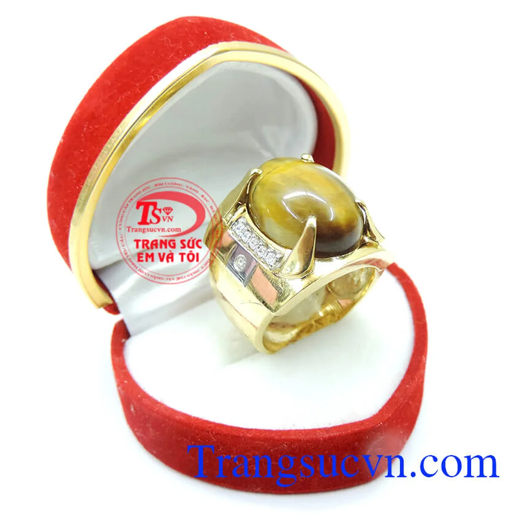 Nhẫn nam đá mắt hổ vàng hợp mệnh Thổ và mệnh Kim nhẫn nam đá mắt hổ vàng hợp mệnh Thổ và Kim
