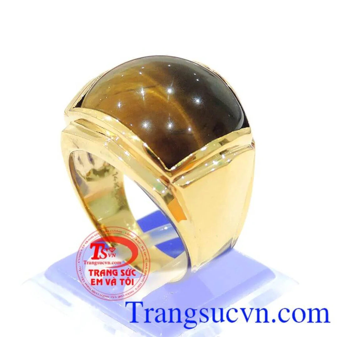 Nhẫn nam đá mắt hổ vàng kiểu mặt hổ sang trọng nhẫn nam đá mắt hổ vàng kiểu mặt hổ sang trọng