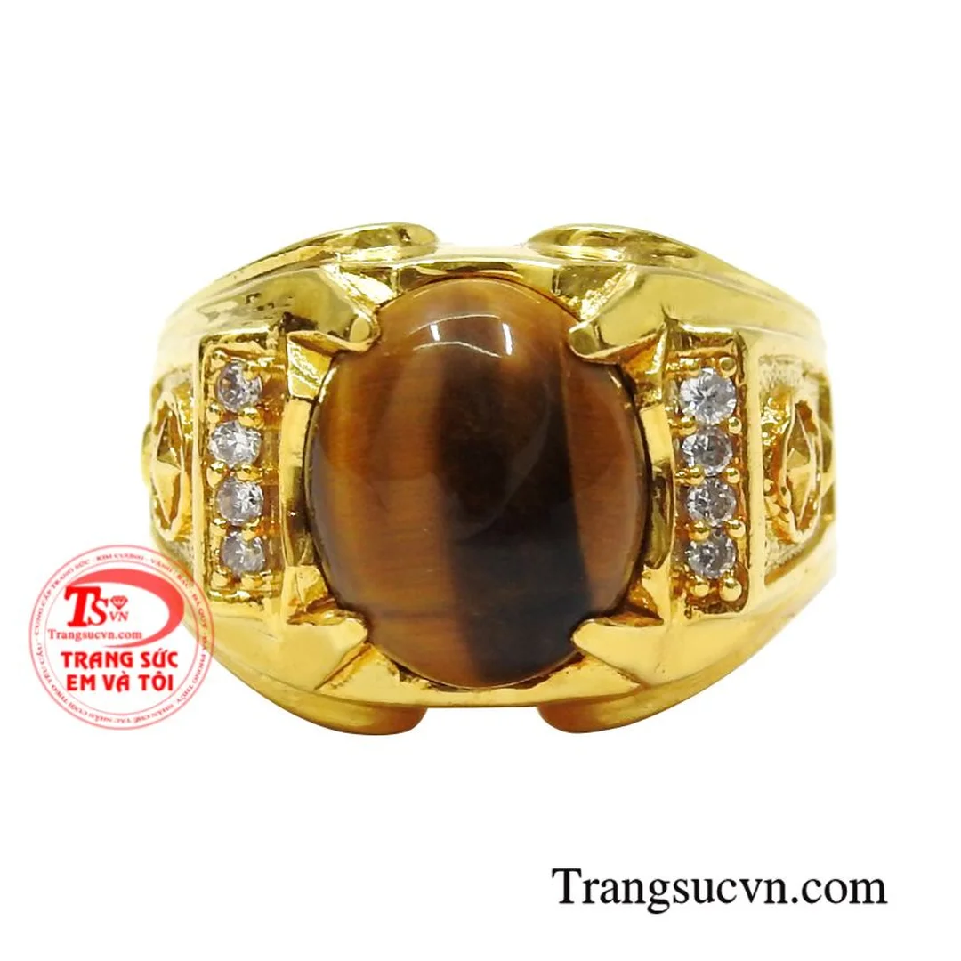 Nhẫn nam đá mắt hổ vàng mặt đá oval phong thủy nhẫn nam đá mắt hổ vàng mặt đá oval phong thủy