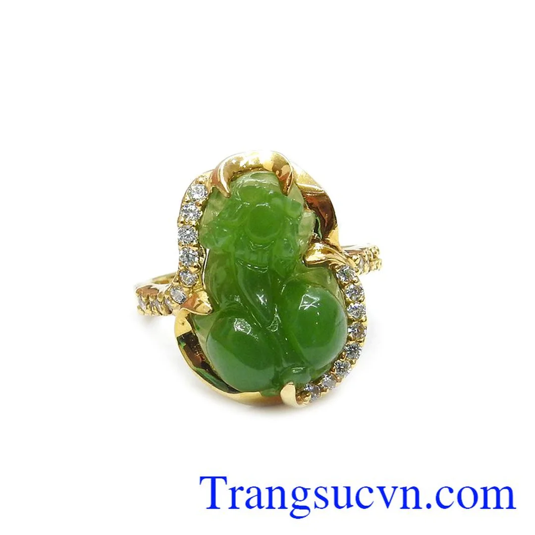 nhẫn tỳ hưu cẩm thạch dáng vàng tây sang trọng