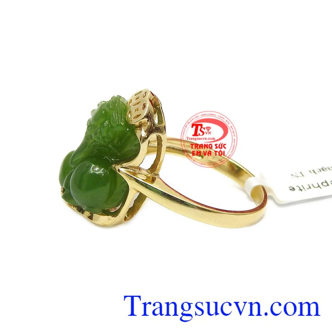 nhẫn tỳ hưu cẩm thạch vàng nữ dáng thanh lịch