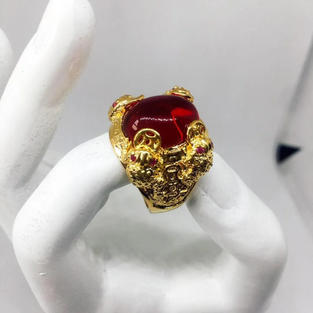 Nhẫn tỳ hưu đá ruby đỏ bản thời trang nhẫn tỳ hưu đá ruby đỏ bản thời trang