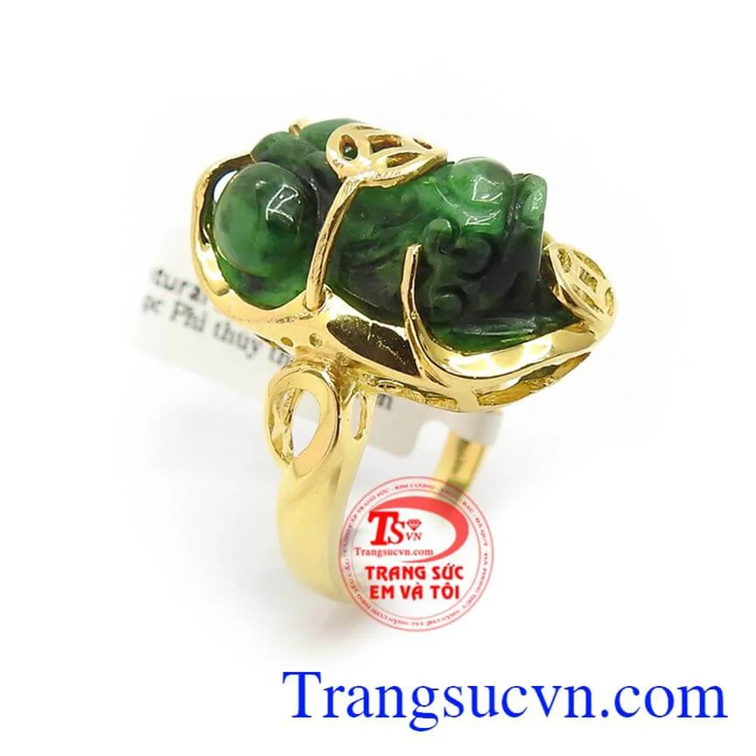 nhẫn tỳ hưu vàng 18k đá quý bản nữ