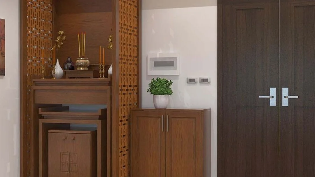 phong thủy bàn thờ chung cư đặt tại phòng khách trang nghiêm