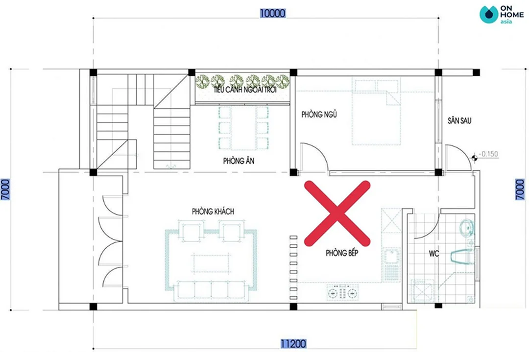 phong thủy phòng khách và bếp trong không gian liền kề hiện đại