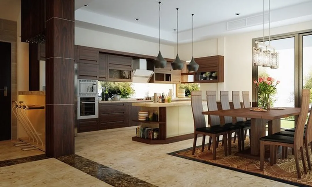 phong thủy phòng khách và bếp với nội thất mở