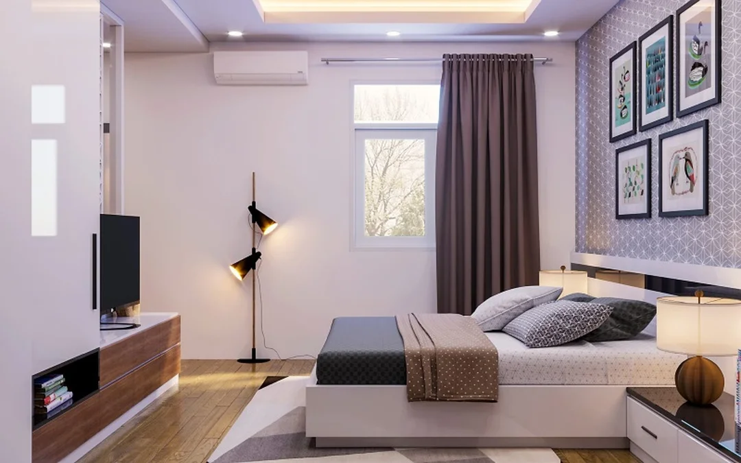 phong thủy phòng ngủ với giường đặt lệch cửa phòng
