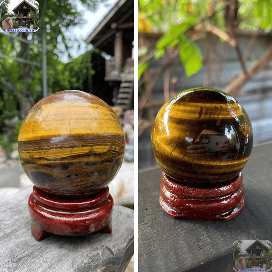 Ánh lụa của đá mắt hổ vàng nâu tác dụng của đá mắt hổ vàng nâu thể hiện qua ánh lụa tự nhiên