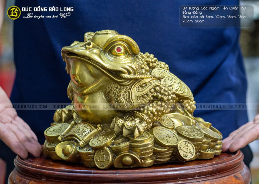 thiềm thừ ngậm tiền bằng đồng trên cuốn thư
