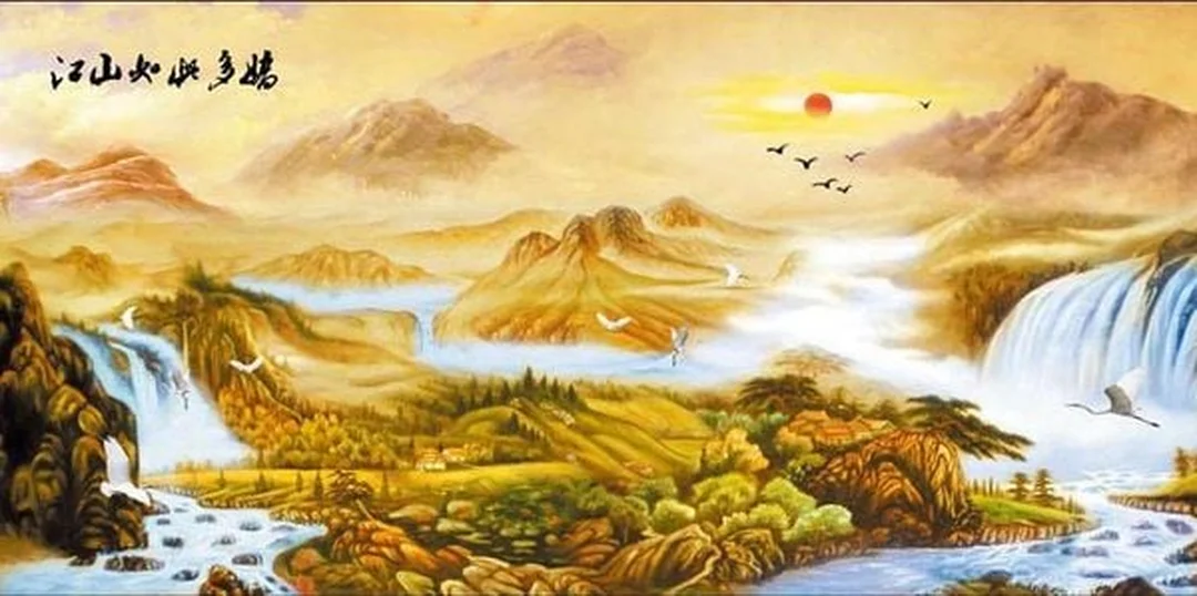 tranh phong thủy mệnh thổ đồi núi hợp phòng khách