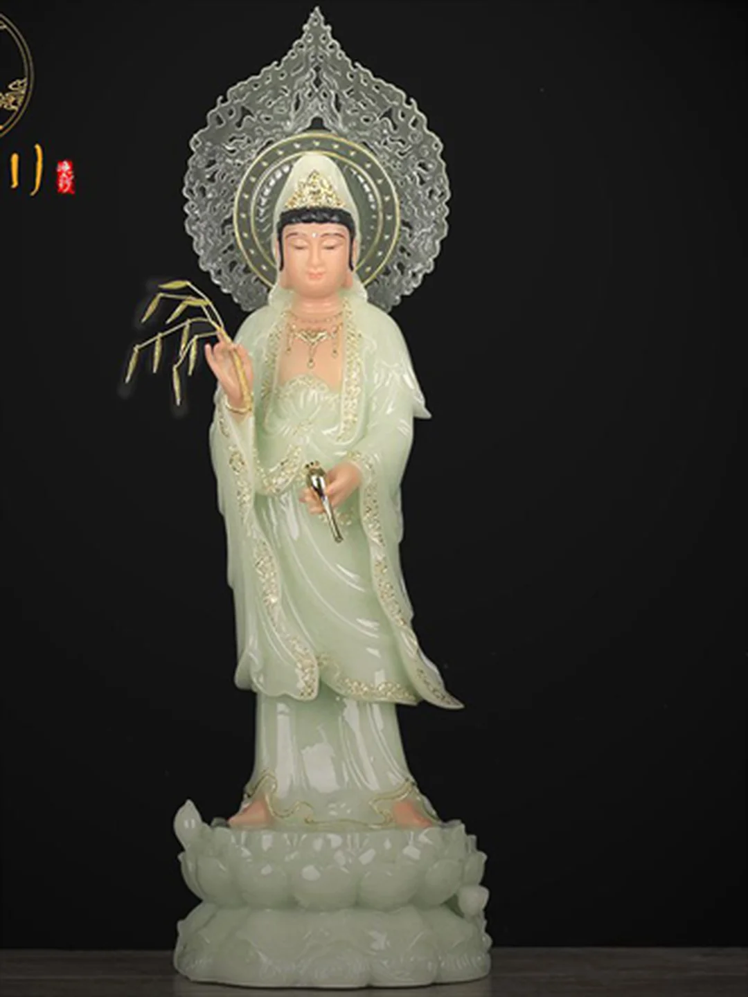 tượng bạch ngọc quan thế âm bồ tát nhỏ màu trắng
