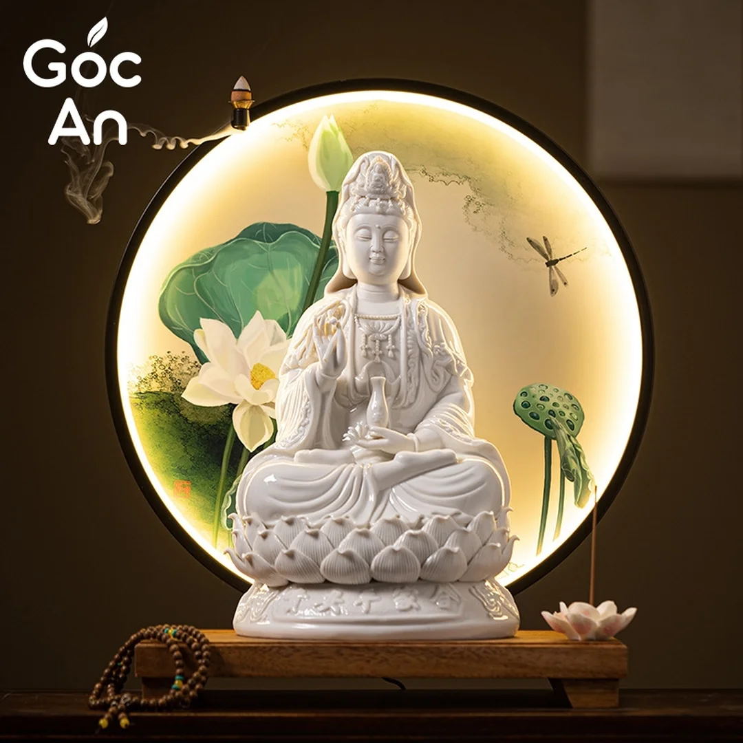 Tượng Quan Âm bằng sứ trắng tượng quan âm bằng sứ trắng đặt thờ tại gia
