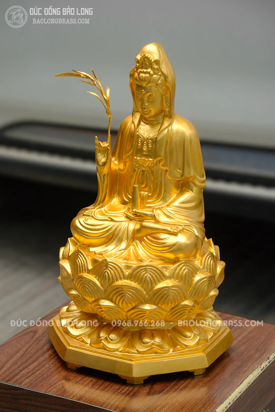 tượng quan âm bồ tát đẹp bằng đồng dát vàng
