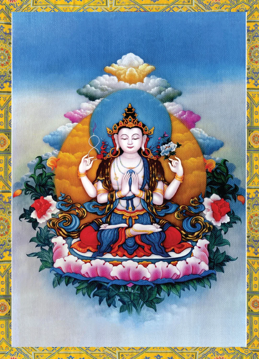 Tượng quan âm tứ thủ bằng đồng Nepal