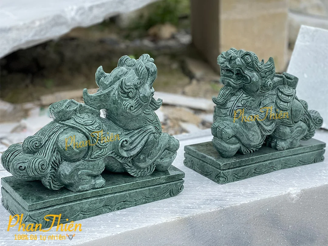 Tượng tỳ hưu đá xanh Ấn Độ tự nhiên tượng tỳ hưu đá xanh Ấn Độ tự nhiên