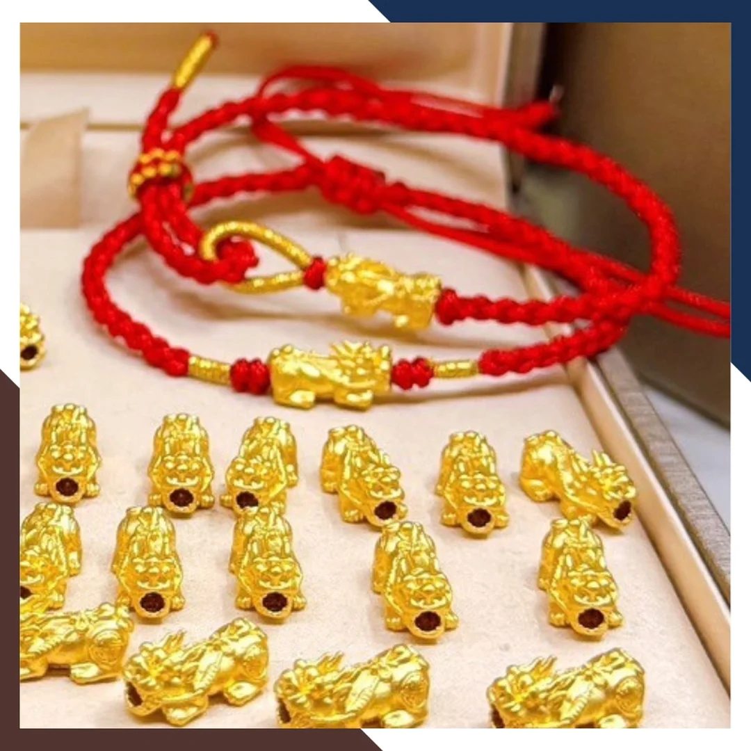 tỳ hưu vàng 9999 1 chỉ dạng vòng dây đỏ cho nữ