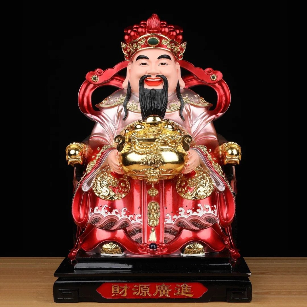 Tượng Thần Tài bài trí trong phòng khách vật phẩm phong thủy phòng khách với tượng Thần Tài gần cửa chính