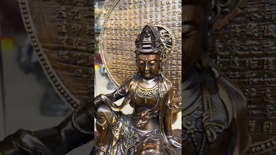 Video tượng Quan Âm Tự Tại bằng đồng cao 45cm