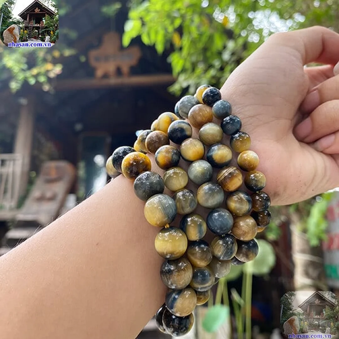 Vòng đá mắt hổ chim ưng màu xám xanh ánh lụa vòng đá mắt hổ chim ưng màu xám xanh ánh lụa