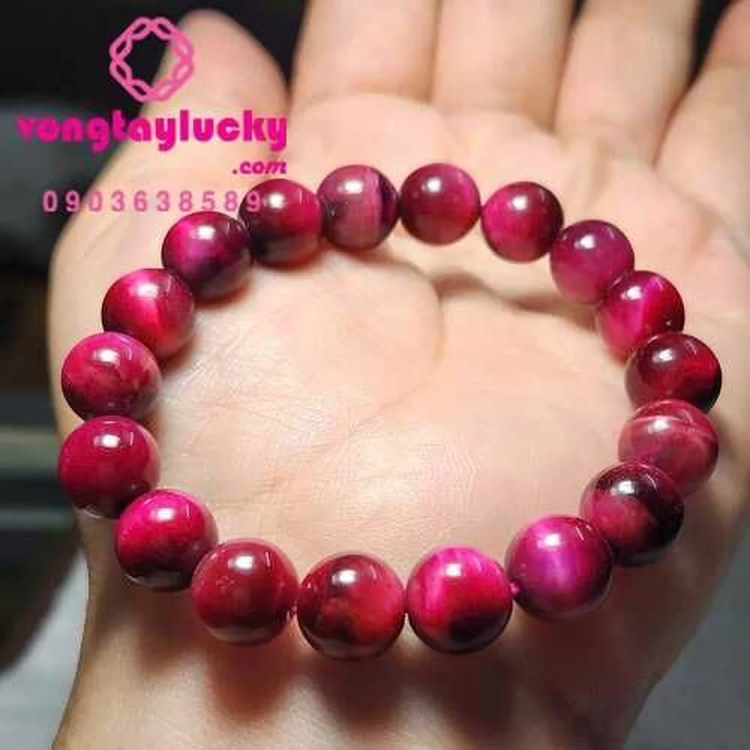 vòng đá mắt hổ hồng hạt nhỏ cho người mệnh hỏa thổ