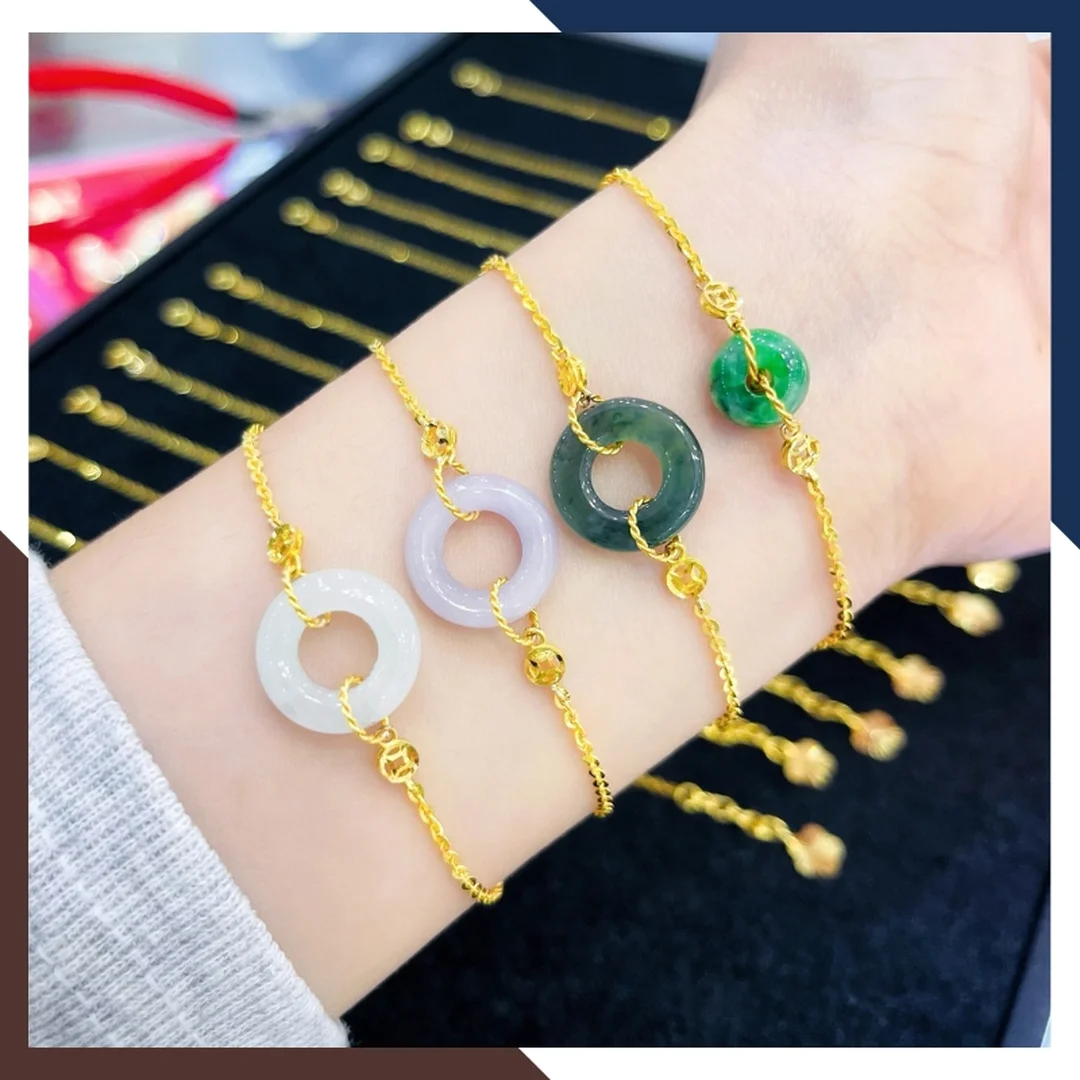 vòng tay đá phong thủy phối dây vàng và đá tự nhiên