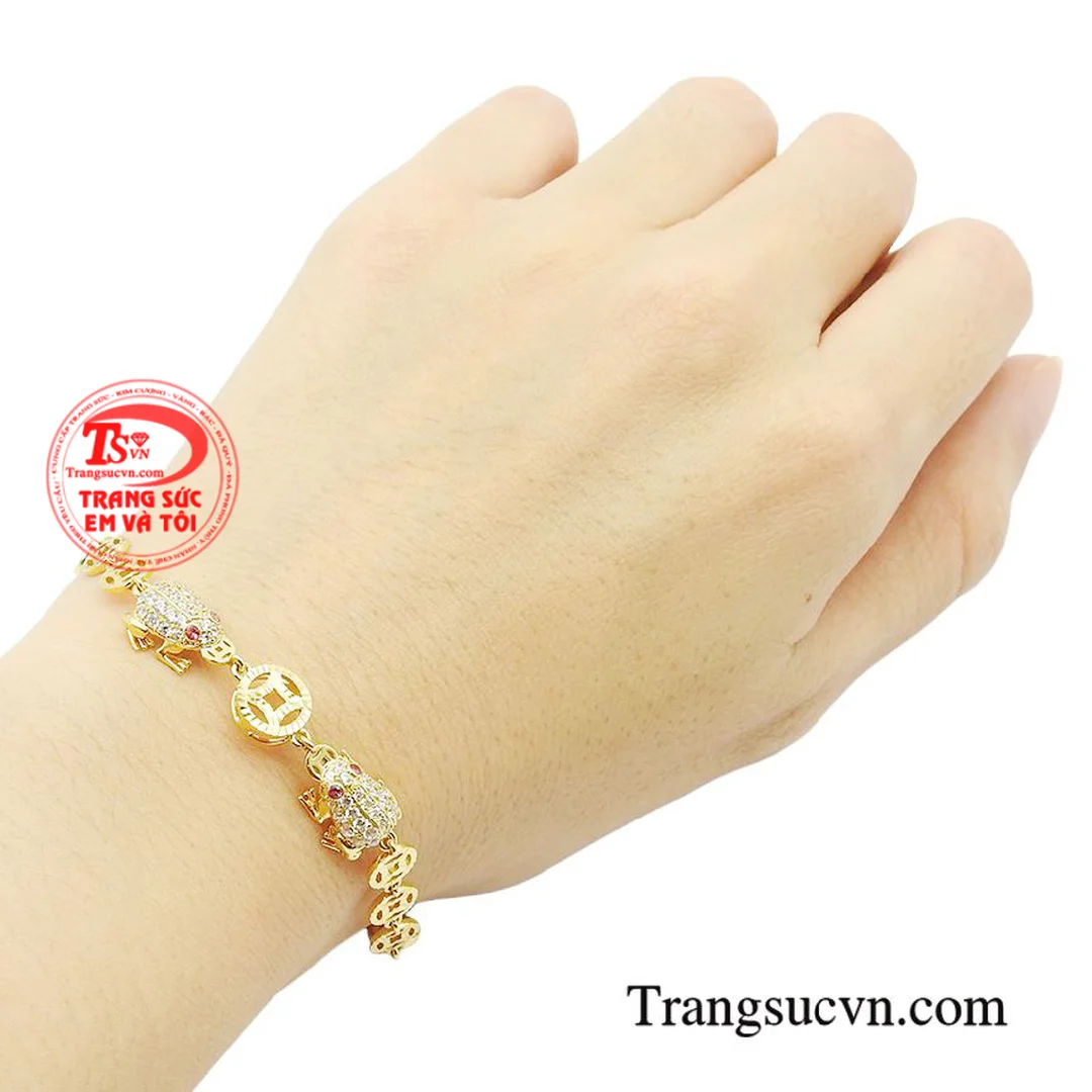 vòng tay thiềm thừ bạc đính charm cóc ba chân