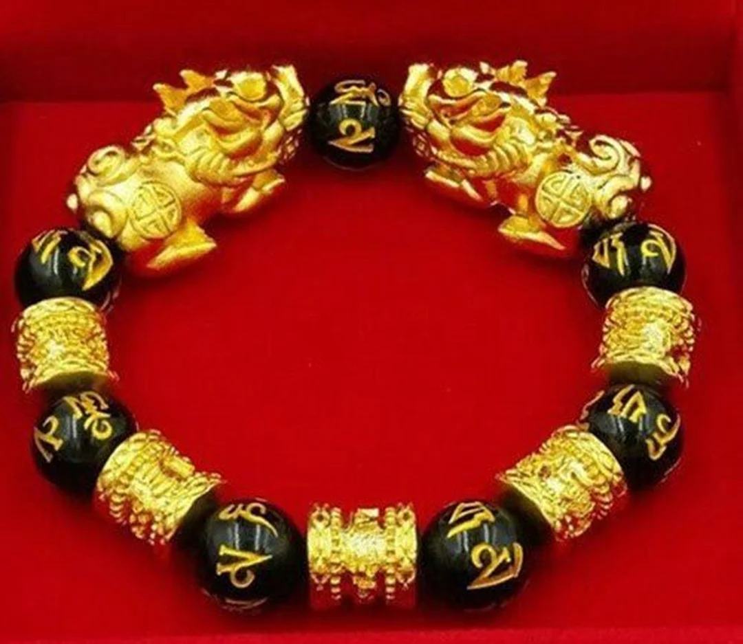 vòng tay tỳ hưu pnj vàng 24k thiết kế hai linh vật