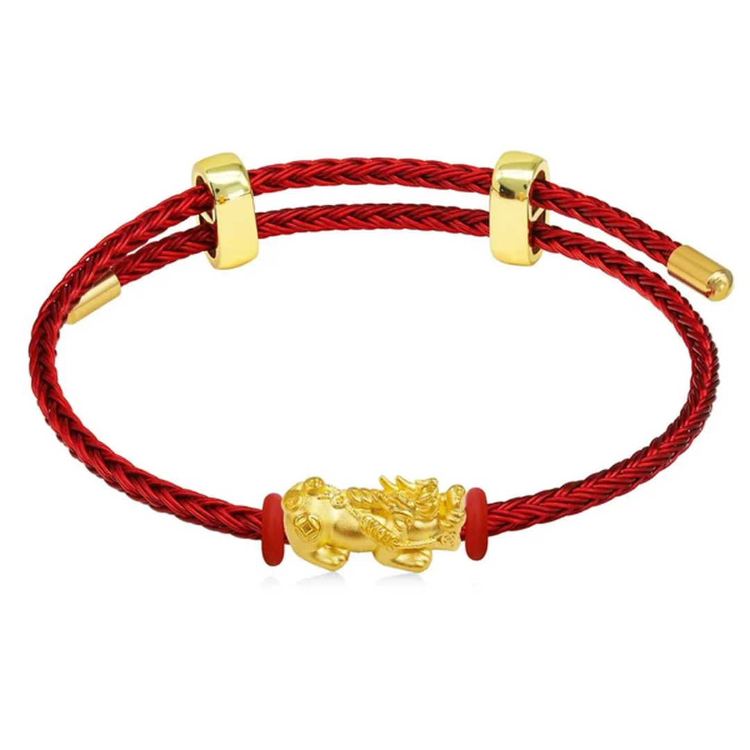 vòng tỳ hưu vàng 24K dây đỏ may mắn