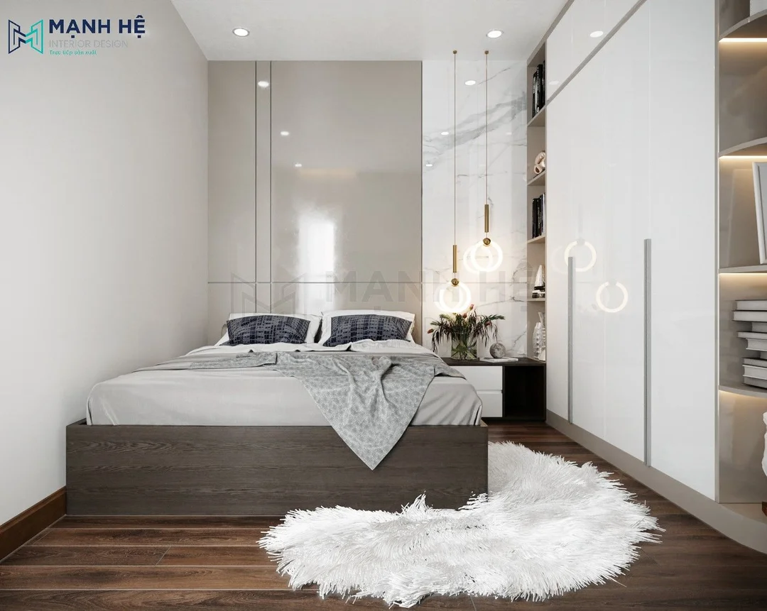 Phòng ngủ nhỏ tối ưu công năng và phong thủy xem phong thủy phòng ngủ nhỏ với tủ cao và giường gọn
