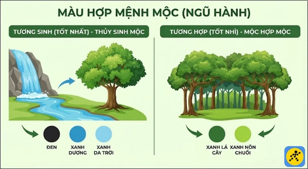 Xu hướng màu phong thủy mệnh Mộc cập nhật 2026 xu hướng mệnh mộc hợp màu gì 2025 cập nhật năm 2026