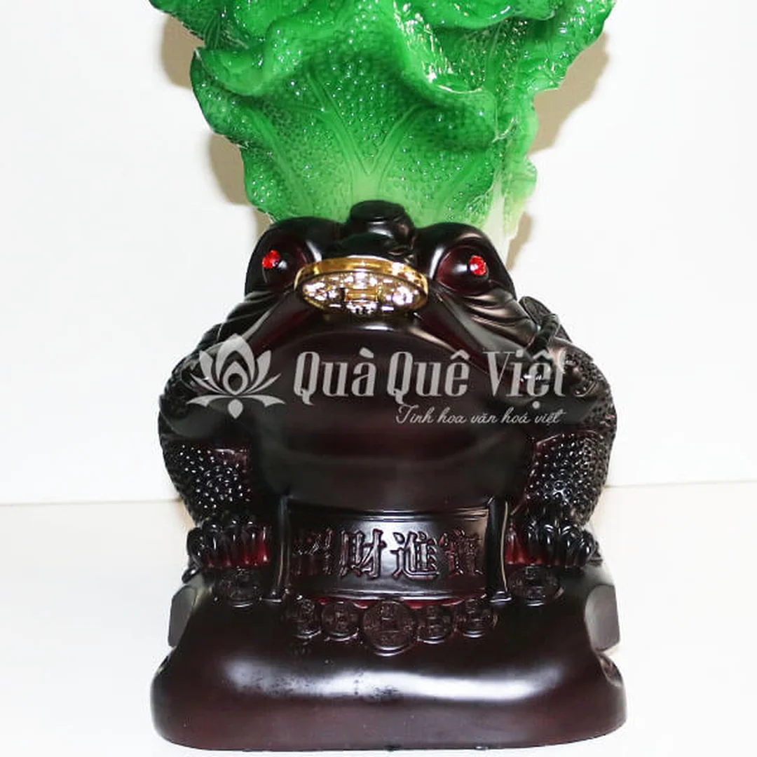ý nghĩa thiềm thừ cõng bắp cải chất liệu bột đá xanh đen